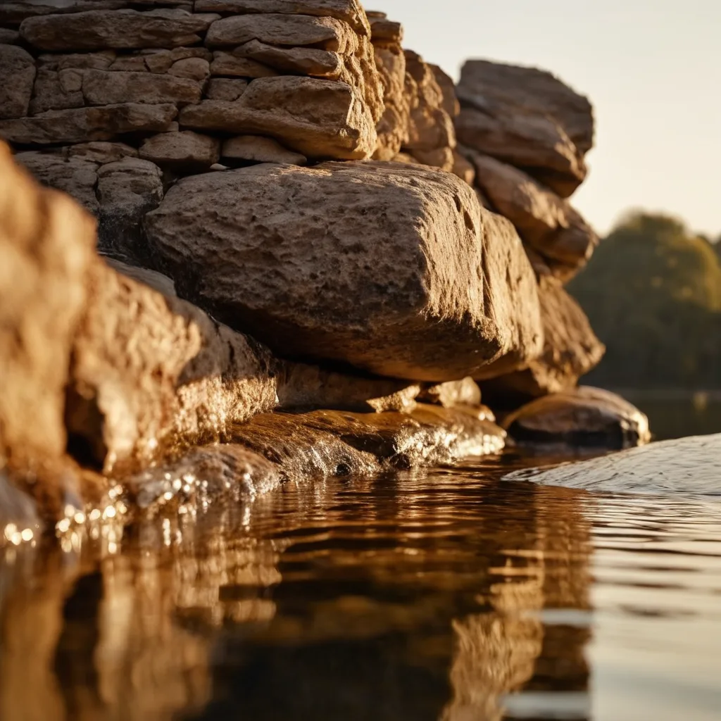 Still water against natural rock